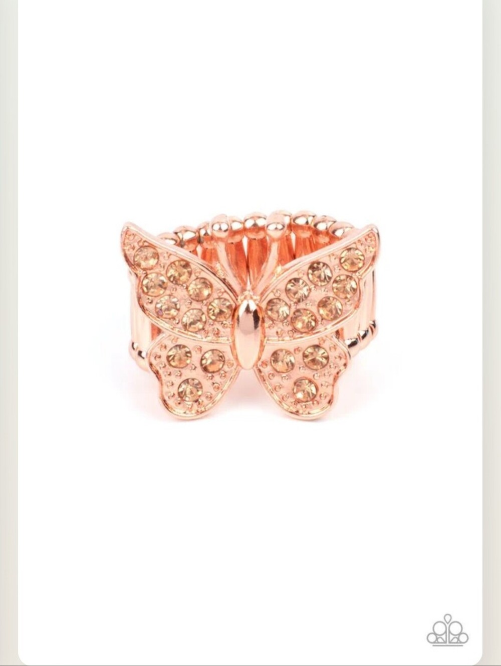 Bona Fide Butterfly Copper Paparazzi Butterfly Rhinestone Statement Ring